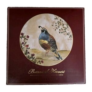 Pottery Barn Botanical Harvest BIRD Dinner Plates Set of‎ 4 NOB Quail Duck Etc